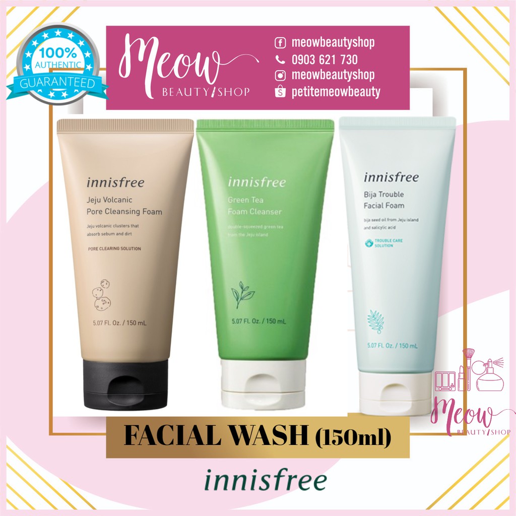 Sửa Rửa Mặt Innisfree Green Tea - Jeju Volcanic - Bija Trouble