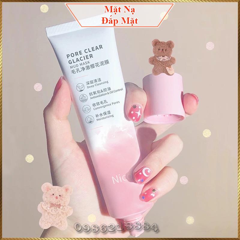 Mặt nạ bùn hoa anh đào nicor pore clear glacier mud mask kiểm soát dầu làm sạch sâu nmm8