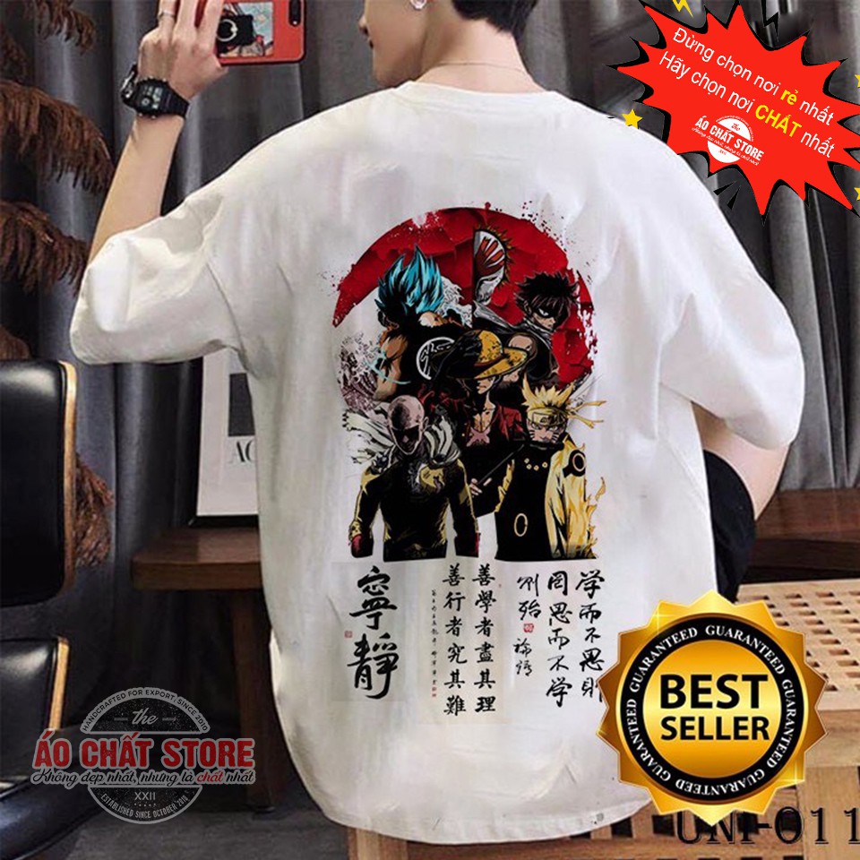 Áo tay lỡ unisex anime one piece | naruto | punch man luffy cao cấp | áo form rộng luffy siêu đẹp tshirt