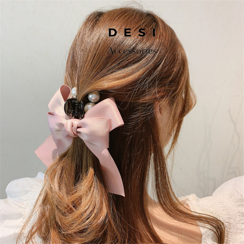 Kẹp tóc, cặp tóc nơ lớn DESI Bow Hairpin phong cách tiểu thư Hàn Quốc siêu xinh