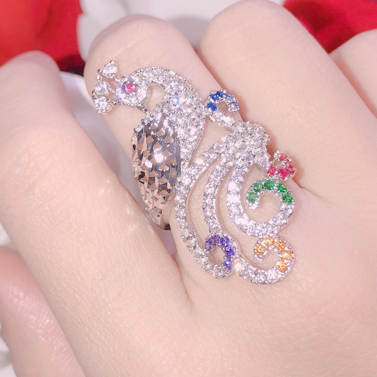 Nhẫn nữ đẹp, nhẫn nữ vàng trắng, nhẫn bạc Ý xi kim, nhẫn đá phale cao cấp, nhẫn kim cương sang trọng - Trang sức GADO NM1234 CAM KẾT KHÔNG ĐEN