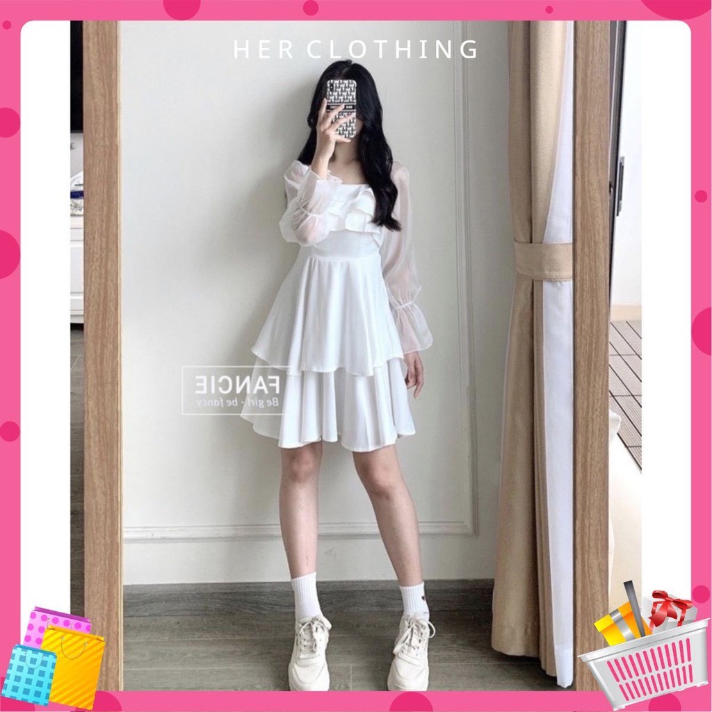 [CÓ MÚT NGỰC] Đầm dự tiệc màu trắng dễ thương vải Mango xịn rất mượt  có lót toàn thân [vải loại 1 xịn]