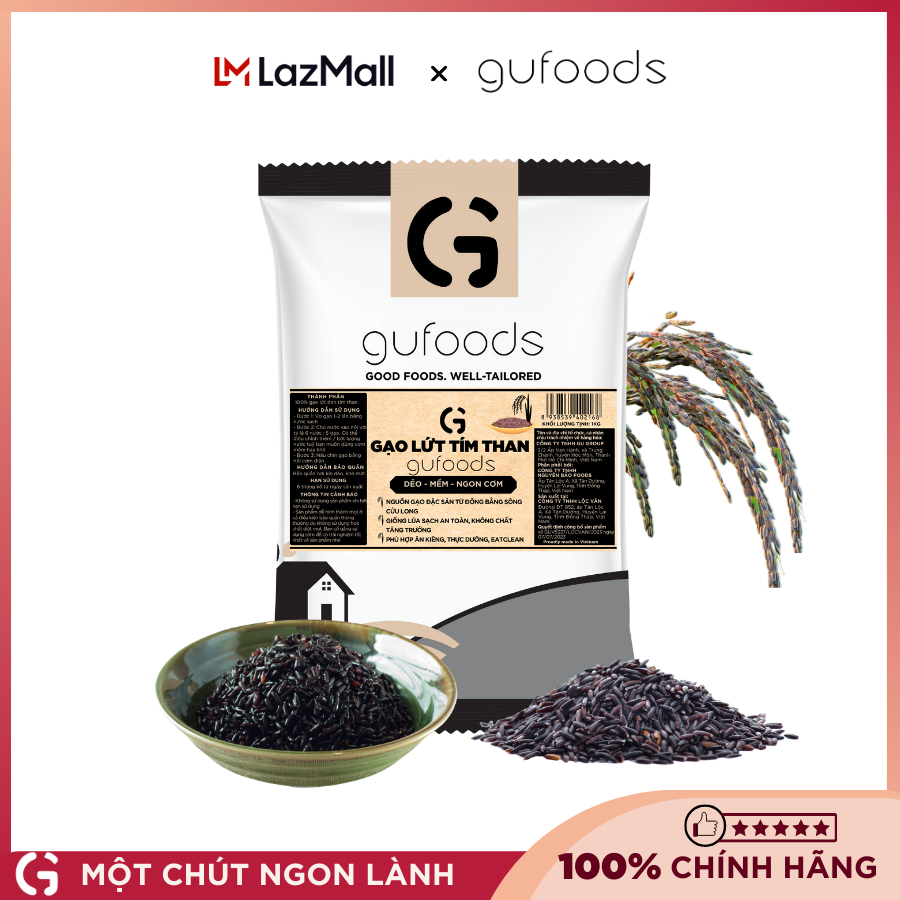 Gạo lứt ăn kiêng GUfoods (đỏ / xát dối / đen tím than) (1kg) - Giảm cân, Thực dưỡng, Eat clean