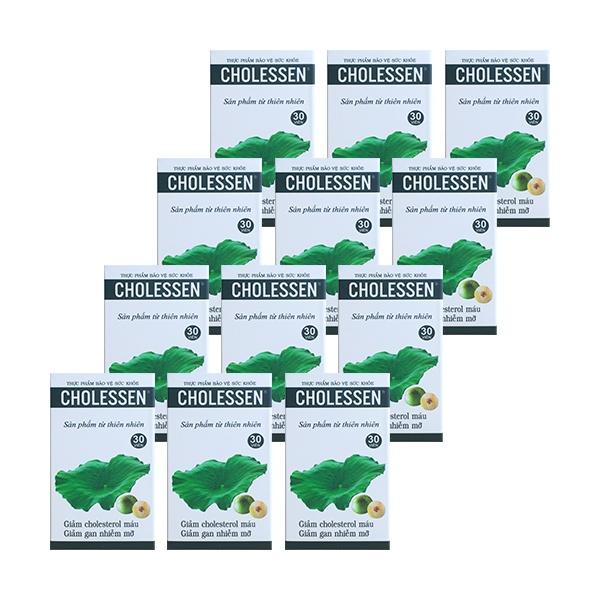 [CHÍNH HÃNG] Combo 12 Hộp Cholessen - Hạ Mỡ Máu, Giảm Gan Nhiễm Mỡ, Men Gan Cao