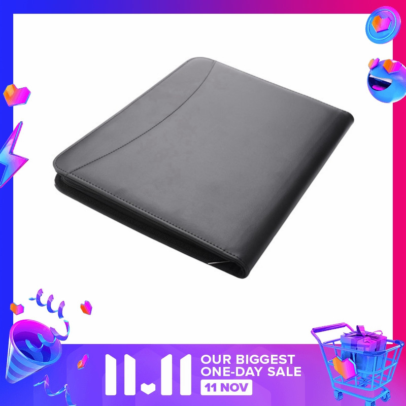 Vegan Leather Folder Zippered Closure Portfolio for Business IPad/Table and Card Interview Resume Binder