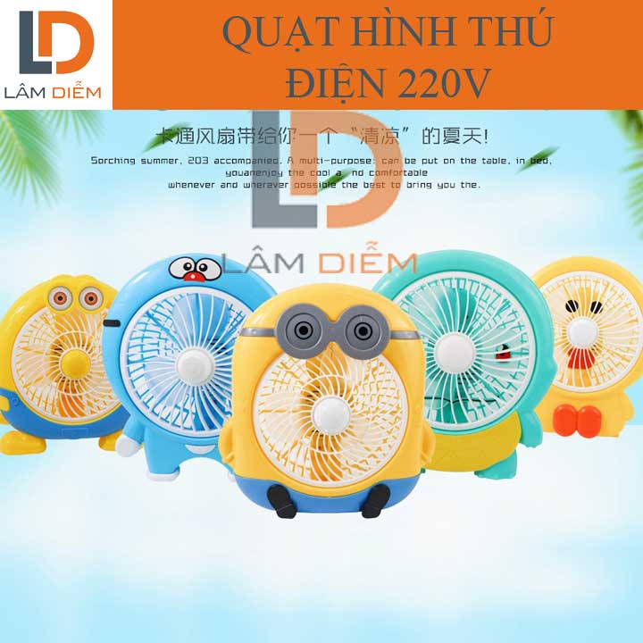 Quạt để bàn sài điện 220v  siêu mát 2 chế độ hình thú siêu dễ thương