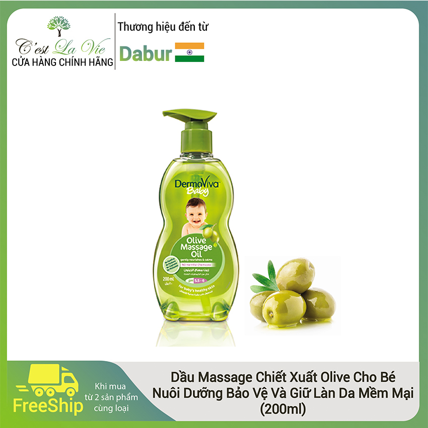 Dầu mát xa DermoViva chiết xuất Olive cho bé - Dermoviva Baby Olive Massage Oil