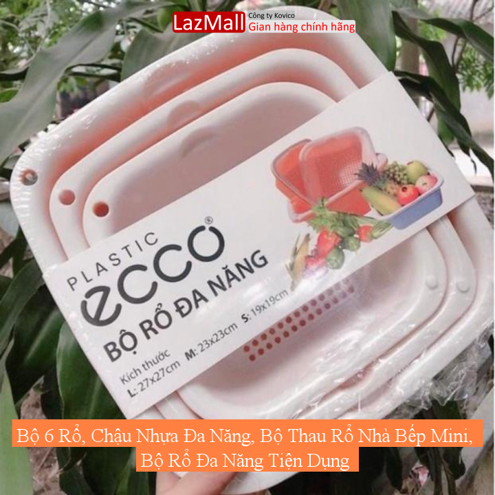 Bộ 6 rổ, chậu nhựa đa năng, bộ thau rổ nhà bếp mini, bộ rổ đa năng tiện dụng
