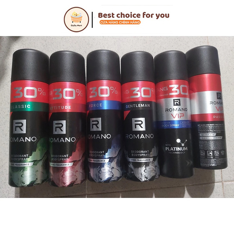 Xịt khử mùi toàn thân Romano 195ml