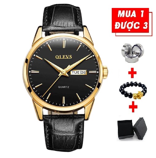Đồng Hồ Nam OLV Dây Da Chống Thấm Nước Kiểu Dáng Sang Trọng Cho Nam
