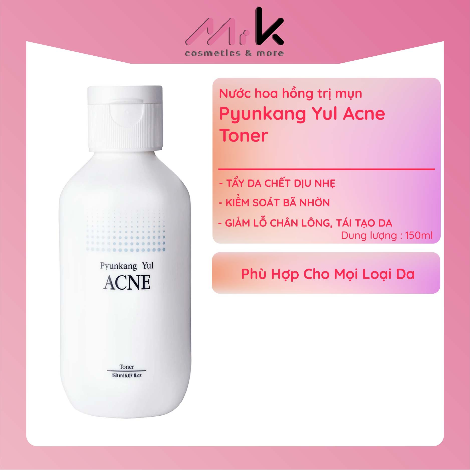 [Xả kho] Nước Hoa Hồng cho da mụn Pyunkang Yul ACNE TONER chính hãng Hàn Quốc, chống viêm, giảm mụn 150ml