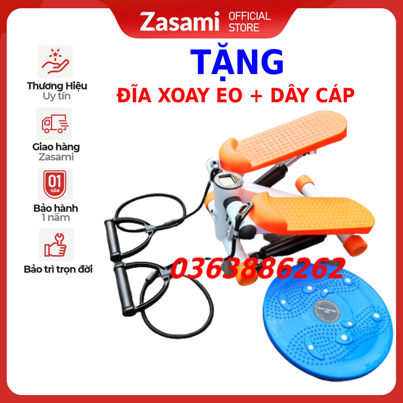 Máy chạy bộ tập bước chân 💯FREESHIP💯 Máy chạy bộ bước chân MINI STEPPER phiên bản PREMIUM tặng kèm bàn xoay eo + dây cáp tập tay