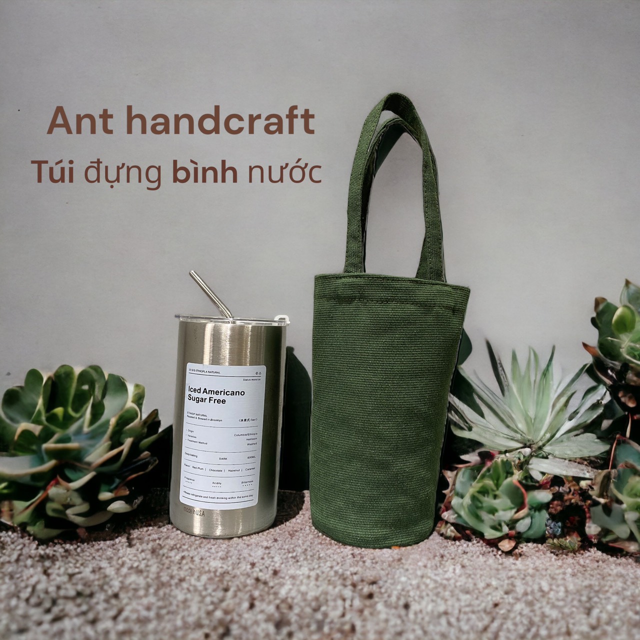 Túi vải Canvas đựng bình giữ nhiệt