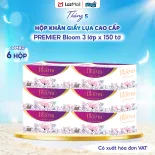 [COMBO 6 HỘP]KHĂN GIẤY HỘP PREMIER BLOOM 3 lớp 100% bột giấy nguyên sinh, không chất tẩy 150 tờ – Chính hãng