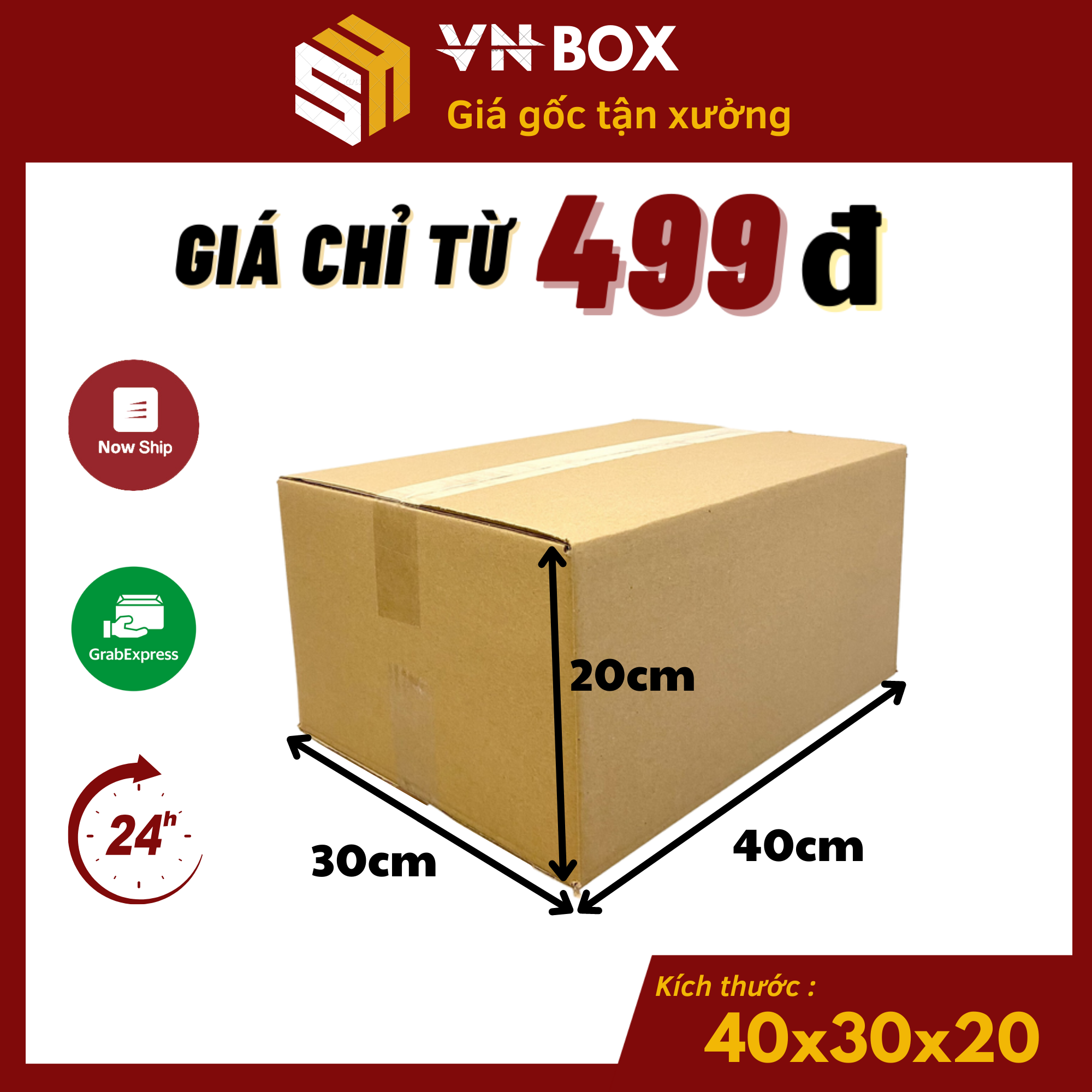 40x30x20 Combo 10 Thùng carton to