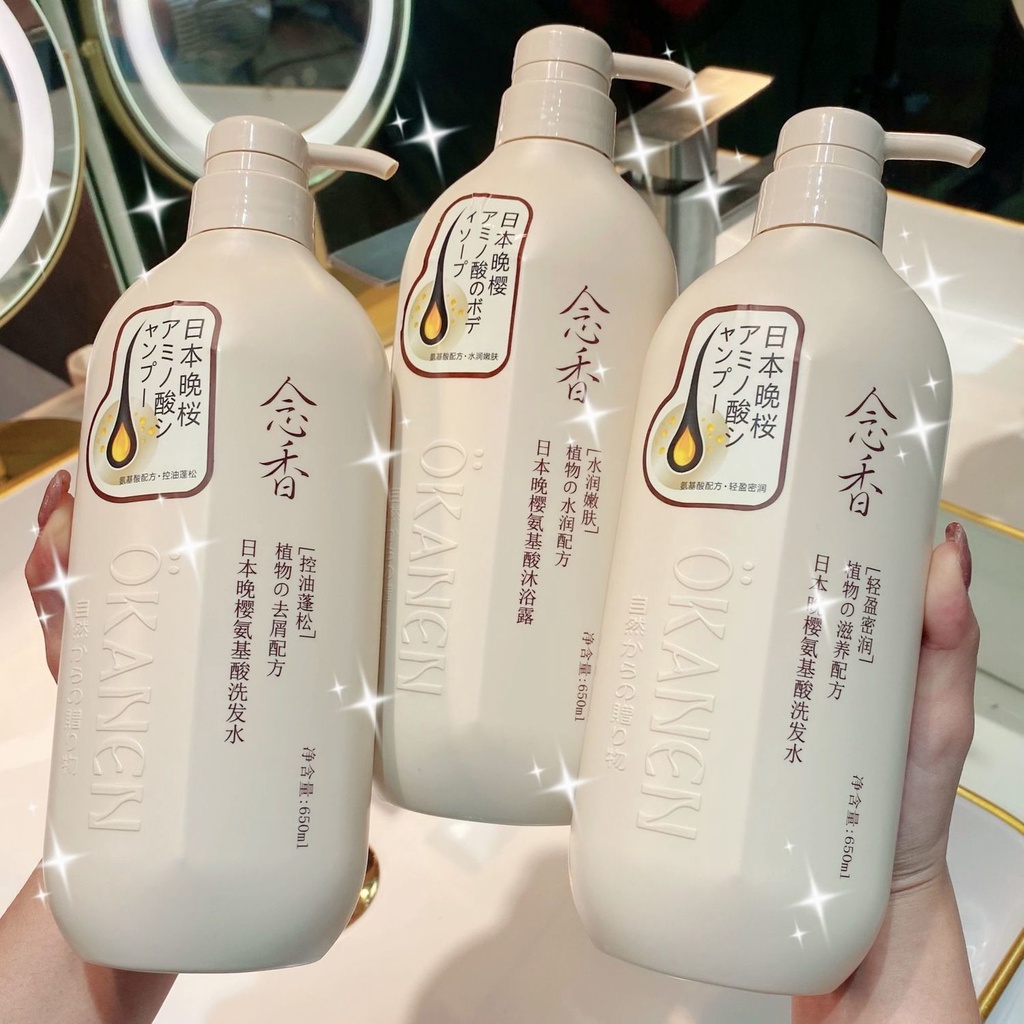 HOÀN TIỀN 15% - Dầu gội dầu xả Hoa Anh Đào OKANEN SAKURA 650ml nhật bản giảm ngứa giảm gàu kiểm soát