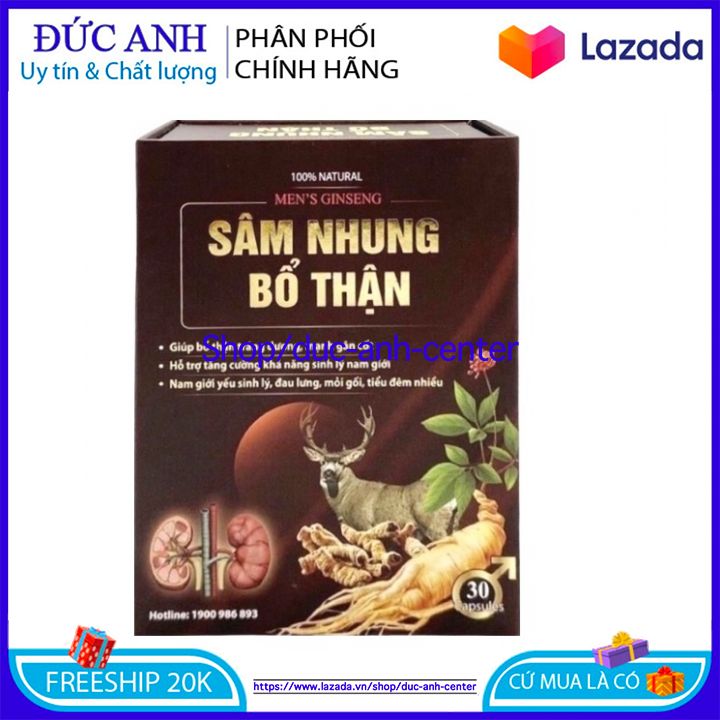 Tăng cường sinh lý nam giới sâm nhung bổ thận kéo dài thời gian quan hệ hộp 30 viên ngăn yếu sinh lý che tên sản phẩm