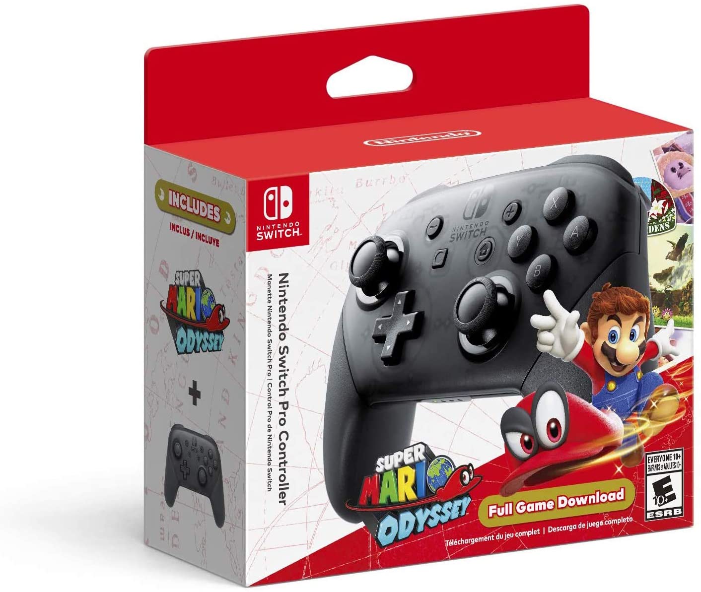 [US] Bộ tay cầm Nintendo Switch Pro Controller và Code game Super Mario Odyssey