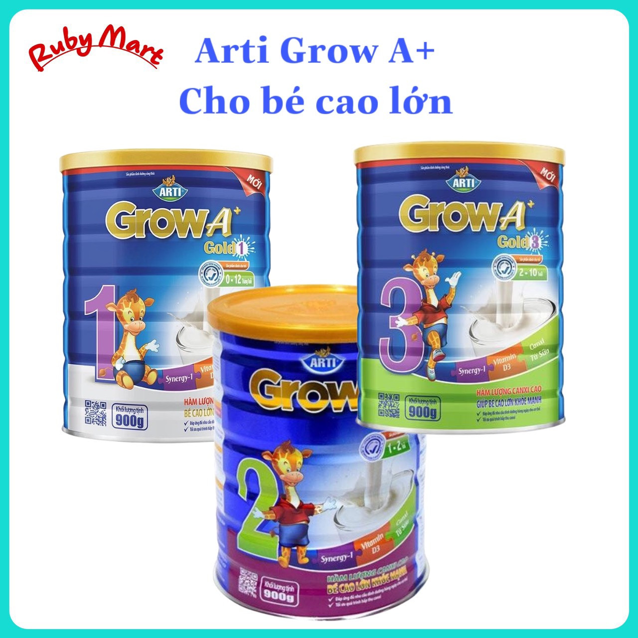 Sữa bột arti grow a+ gold 1 / 2 / 3 lon 900g