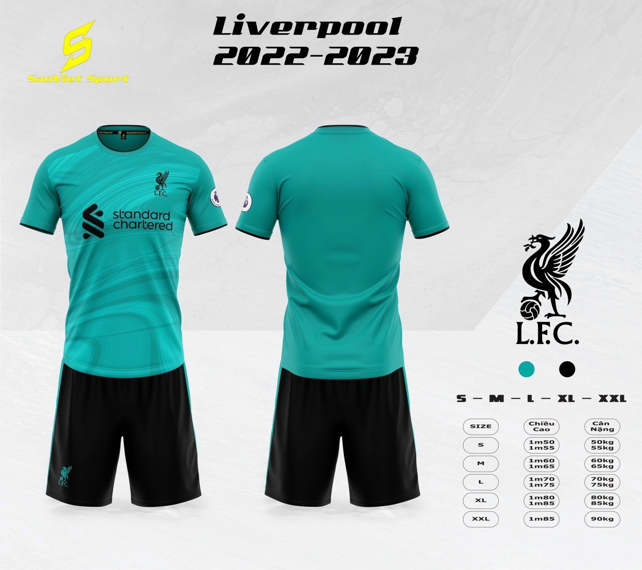 Bộ quần áo đá banh Liverpool xanh lá 22-23
