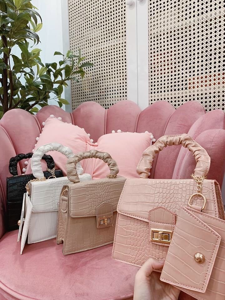 [HCM]Túi xách nư thời trang đeo chéo quai nhúm kèm ví mini da cá sấu mẫu mới nhất CKVI03