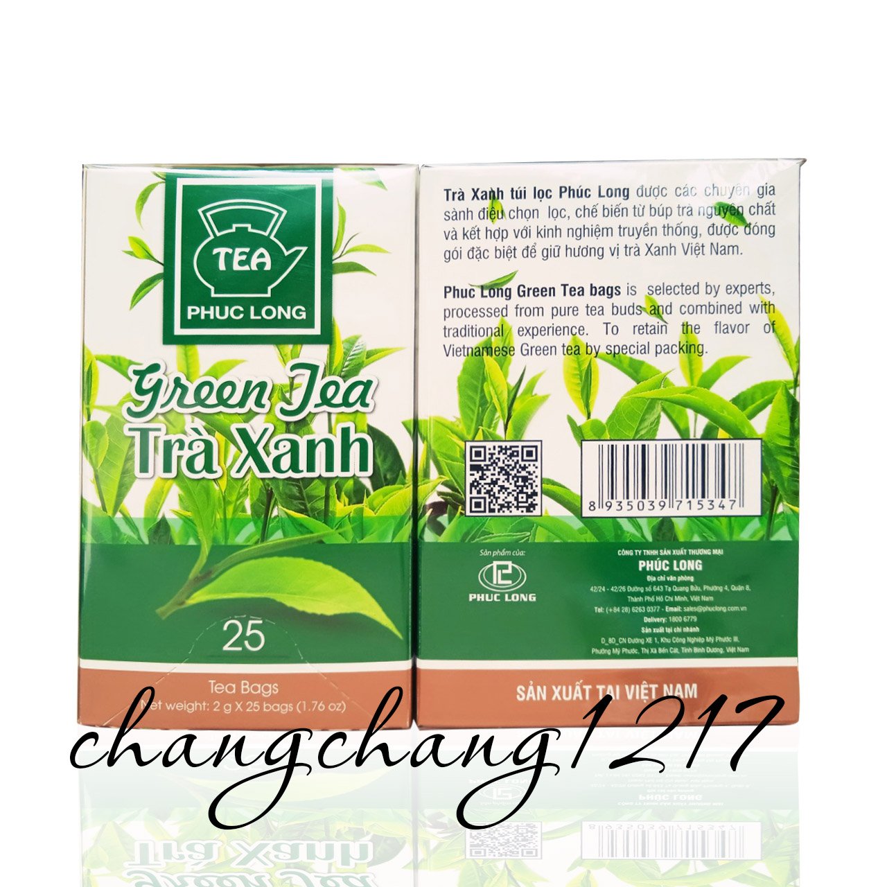 Trà túi lọc trà xanh phúc long hộp 25 gói