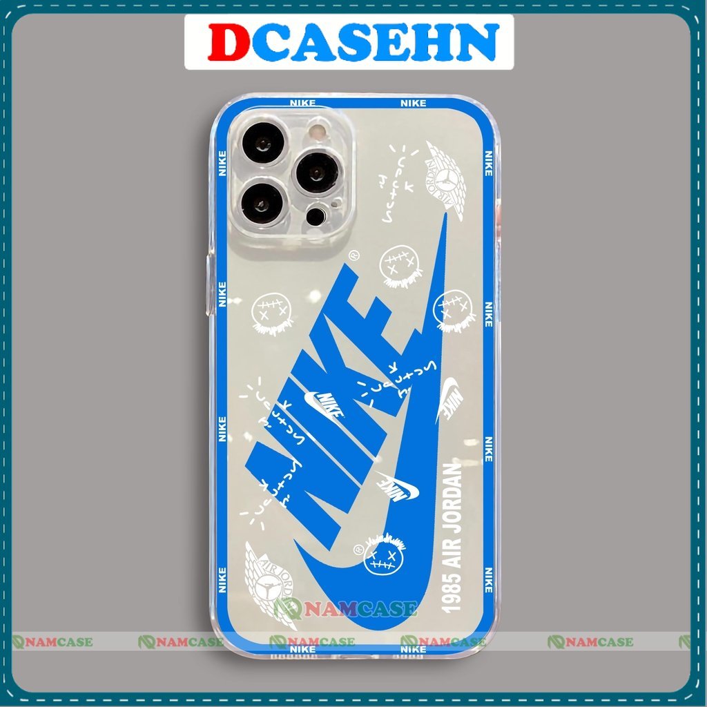 Ốp lưng iPhone Nike chống sốc cạnh viền vuông Silicon trong suốt cho iphone 6/6s/7/8/X/XS/11/12/13 Pro Plus Max