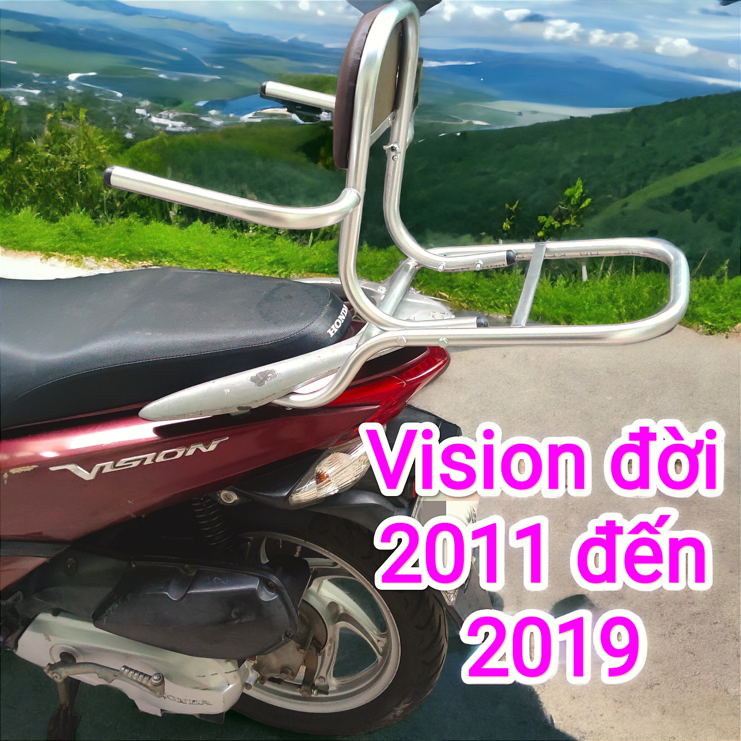 ( tặng lót tay ) Baga phượt xe máy có ghế dựa xe vision 2011-2019
