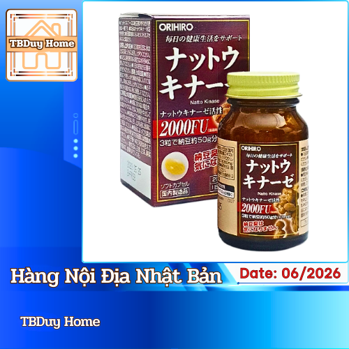 Viên uống hỗ trợ đột quỵ Orihiro Natto Kinase 2000fu Nhật Bản 60 viên