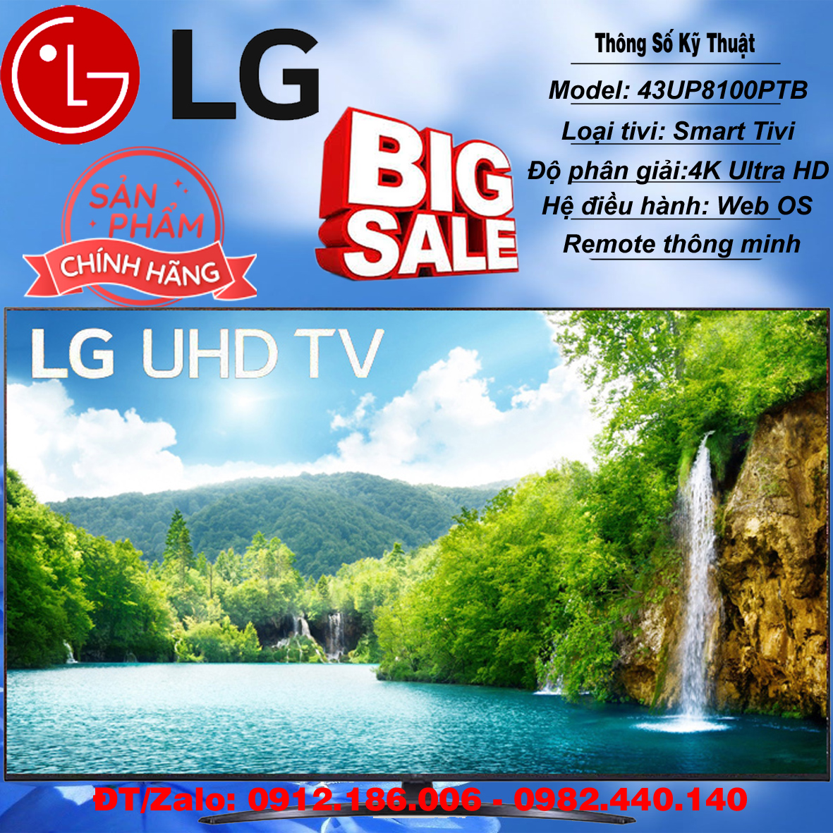 Smart tivi lg 4k 43 inch 43up8100ptb thinq ai - hàng chính hãng