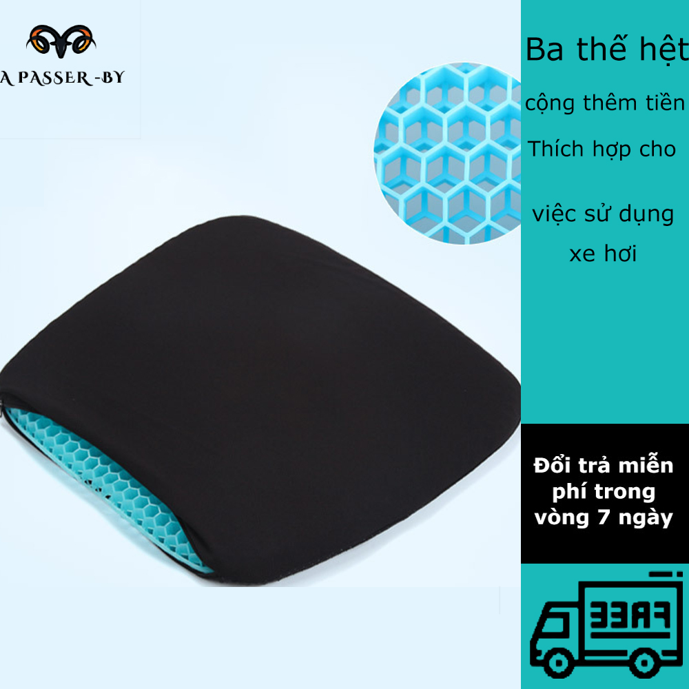 Đệm ghế tổ ong 3D Silicon lưới tổ ong cao cấp thoáng Nệm lót ghế gel silicon tổ ong chống ê mông, mỏi lưng