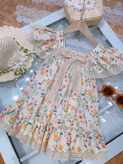 Váy cánh tiên nơ ren cho bé