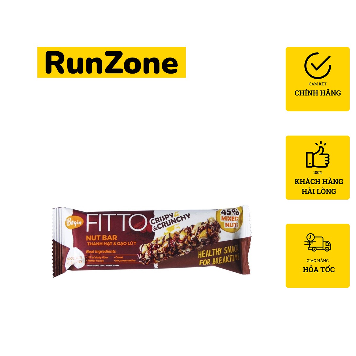 Thanh Năng Lượng Ngũ Cốc Gạo Lứt – FITTO bar 35g - Runzone