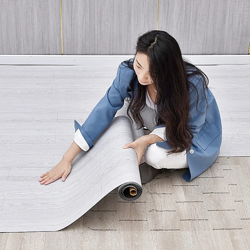 Sàn cuộn simili tự dán màu xám trắng, sẵn keo bóc dán khổ 60cm x 2.8m