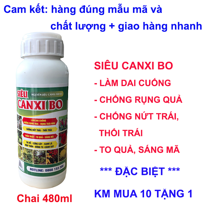 Phân bón vi lượng Siêu Canxi Bo 480ml - Cung cấp Canxi và Bo cho cây trồng giúp tăng đề kháng cho cây, chống rụng hoa, trái non