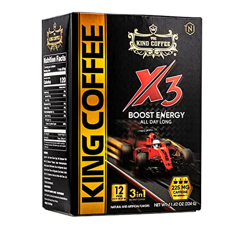 KING COFFEE 3IN1 X3 - Hộp 324 gram 12 gói x 27gram MẠNH GẤP 3 TỈNH TÁO GẤP