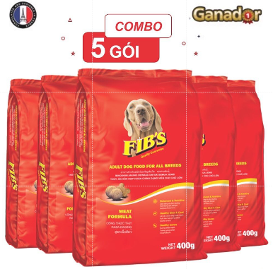 Combo 5 gói x 400gr thức ăn cho chó ganador - fib's 400 - adult - puppy