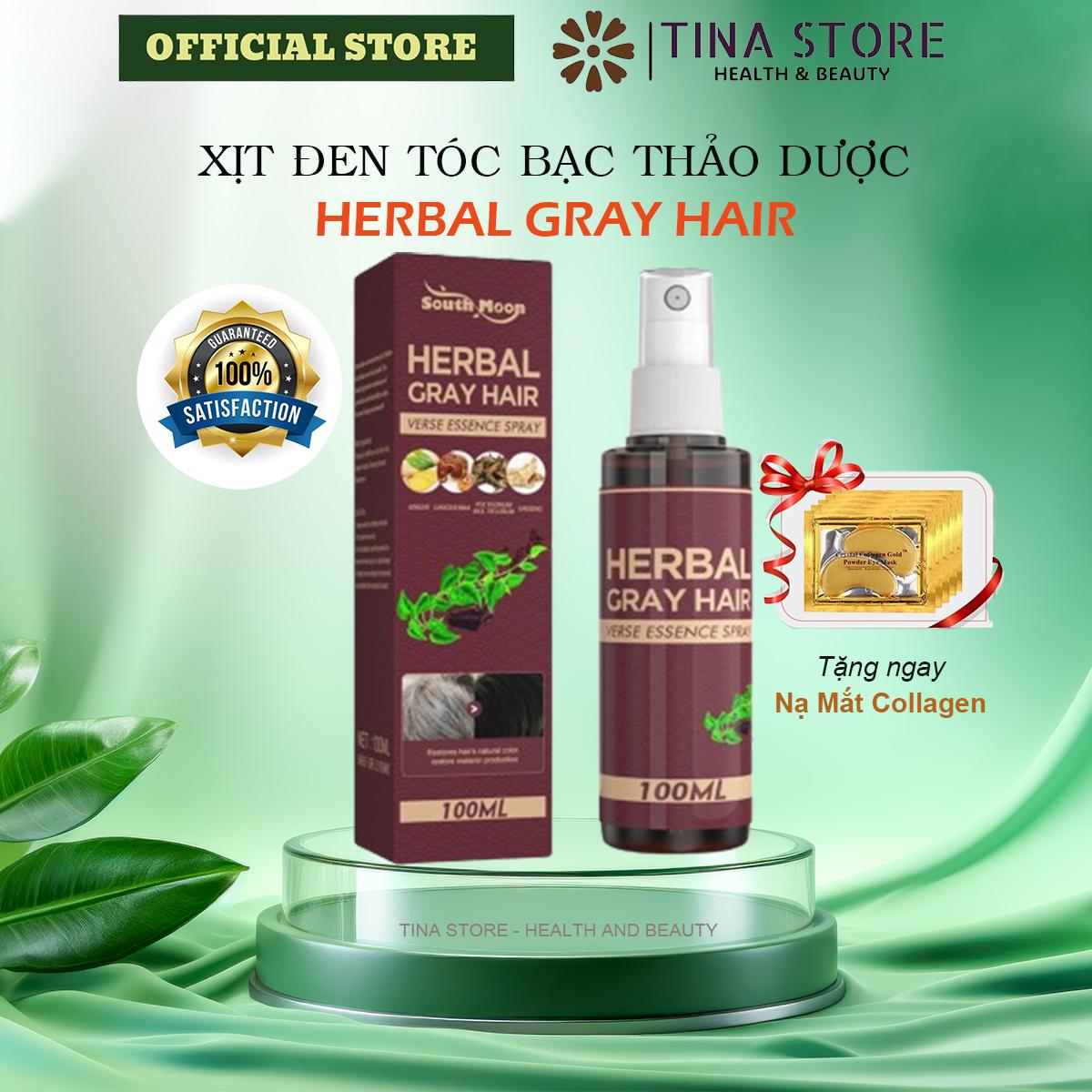  Xịt Đen Tóc Herbal Tinh Chất Linh Chi Đen Tóc Herbal Herbal Gray Hair Serum Phủ Bạc Làm Đen Tóc An Toàn 100Ml 