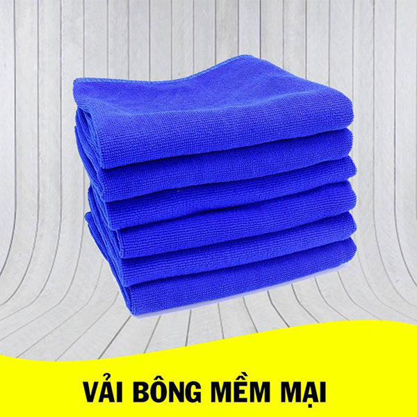 Khăn Lau Xe (Loại Dày) 35*35cm - Chất Liệu Cotton Bề Mặt Sợi Microfiber - Khăn Lau Ô Tô Siêu Thấm Nước Siêu Sạch - Khăn Chuyên Dụng Cho Gara Ô Tô, Salon Tóc, Gia Đình