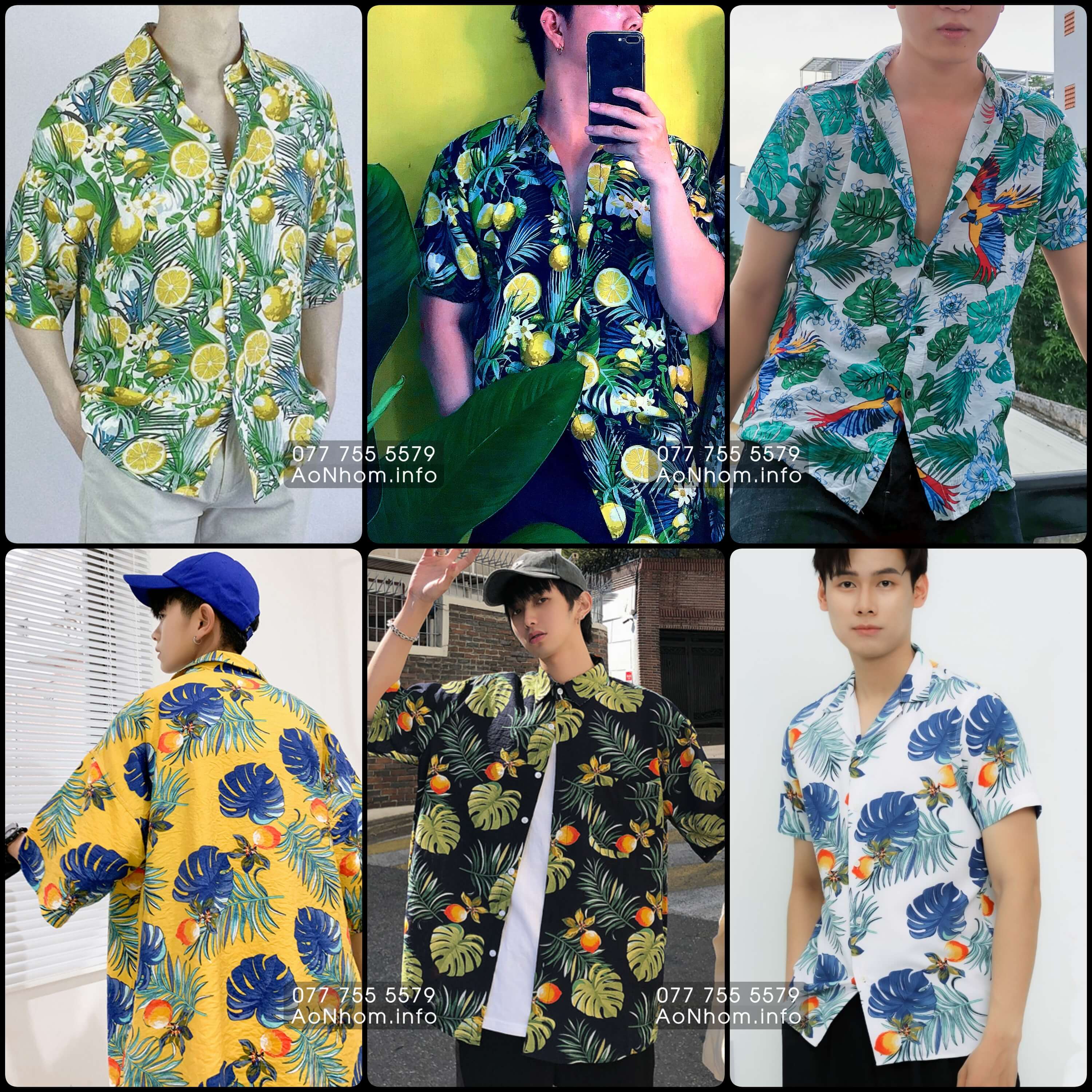 Áo Sơ Mi Đi Biển - Trái Chanh Đào Chim Vẹt - Áo Đôi Nhóm Lớp Team Building Chất Vải Đũi Tơ Mềm Mát Hoạ Tiết Hoa Lá Trái Cây Hawaii #AB