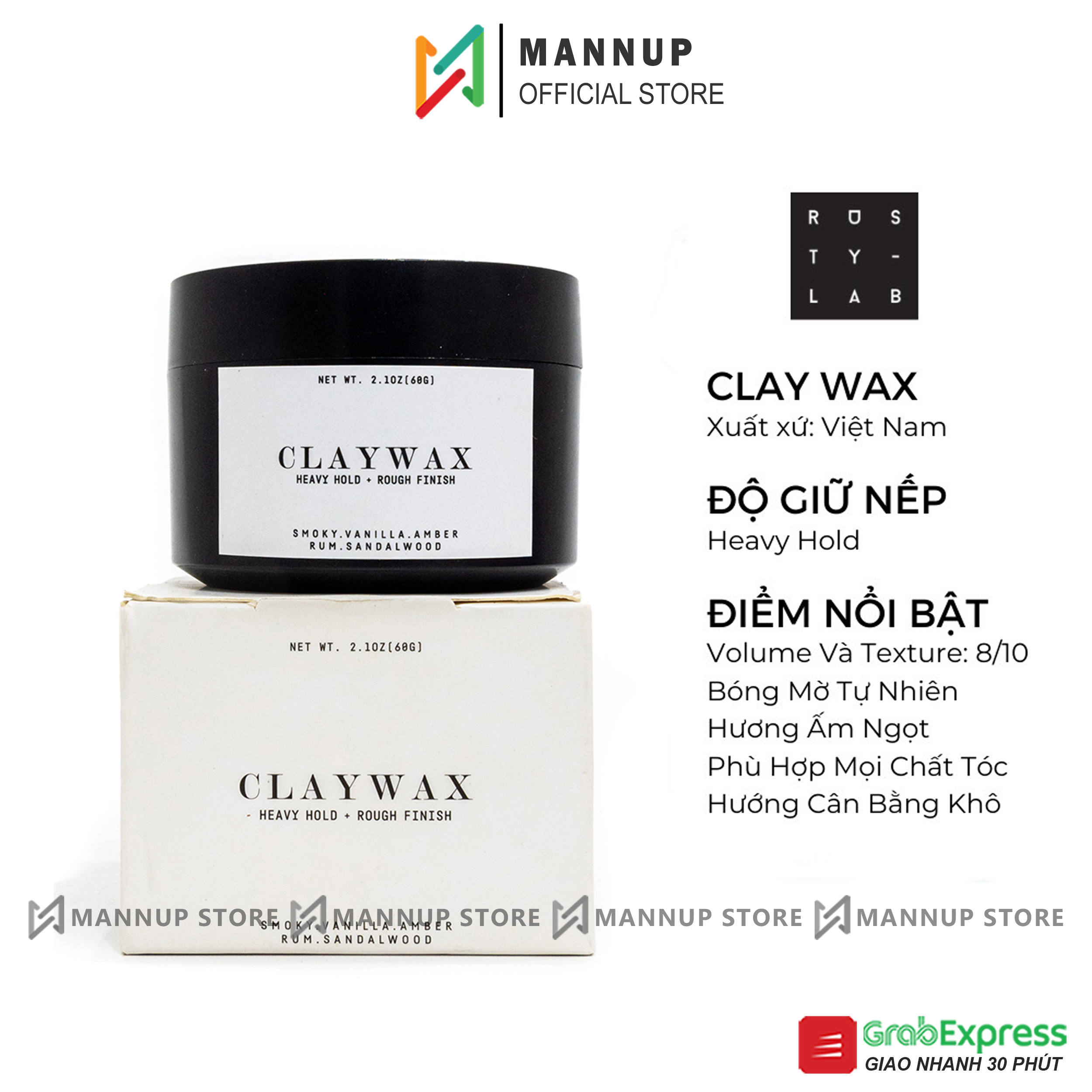 Sáp vuốt tóc rusty lab clay wax 60g