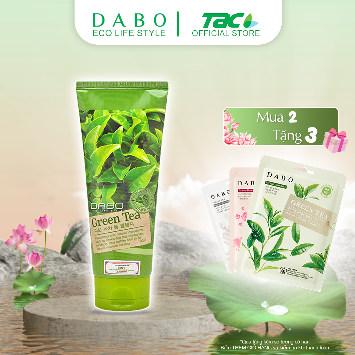 Sữa rửa mặt tinh chất trà xanh dabo green tea foam cleanser 180ml thiên anh cosmetic