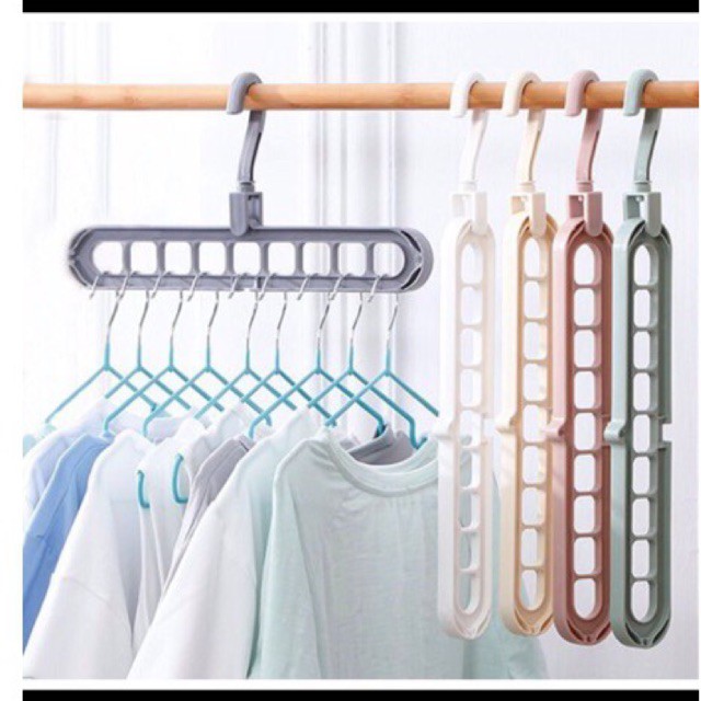 [HCM]Móc treo quần áo đa năng - Móc treo quần áo 9 lỗ - Móc treo quần áo tiết kiệm diện tích -Chịu lực tốt - Móc treo quần áo