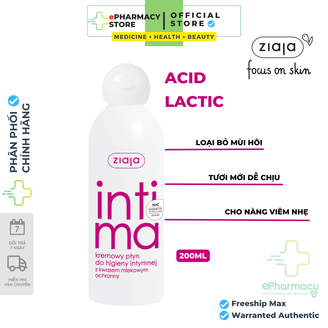 Nước Rửa Phụ Khoa INTIMA ZIAJA Hồng - Dung dịch vệ sinh cho da nhạy cảm, viêm nhẹ 200ml