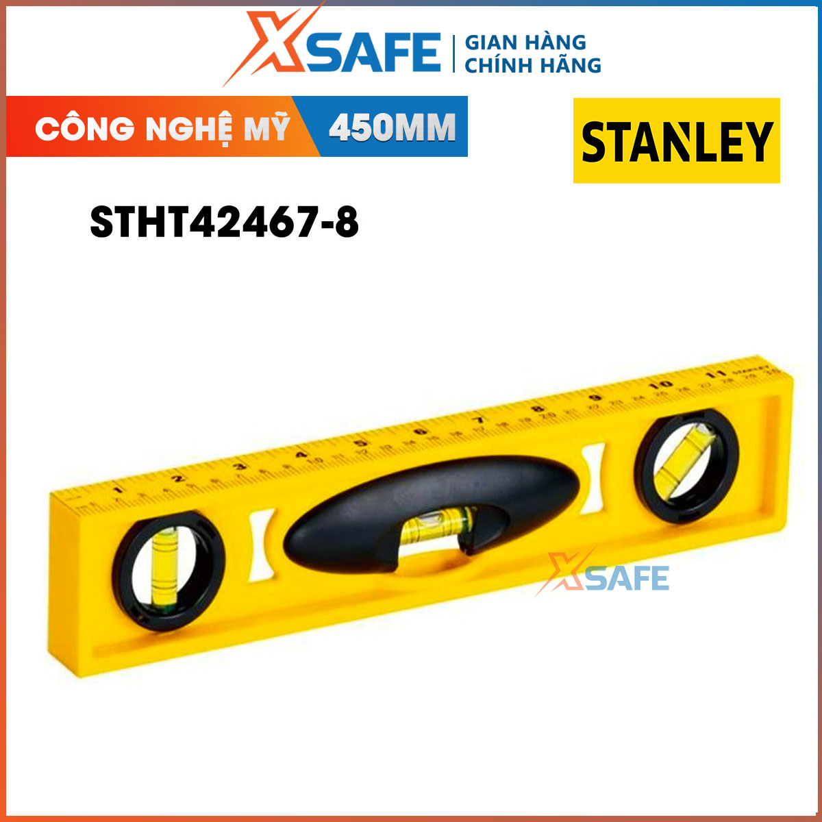 Thước thuỷ nhựa ABS STANLEY công nghệ của Mỹ Thước thuỷ Stanley bao gồm 3 ống thuỷ, chất liệu an toàn bền bỉ, tính hữu dụng cao