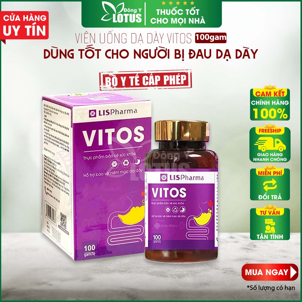 Dạ Dày Vitos - Hỗ Trợ Tiêu Hóa, Giảm Đau Dạ Dày, Làm Dịu Viêm Loét Dạ Dày Từ Thảo Dược, hộp 100gam