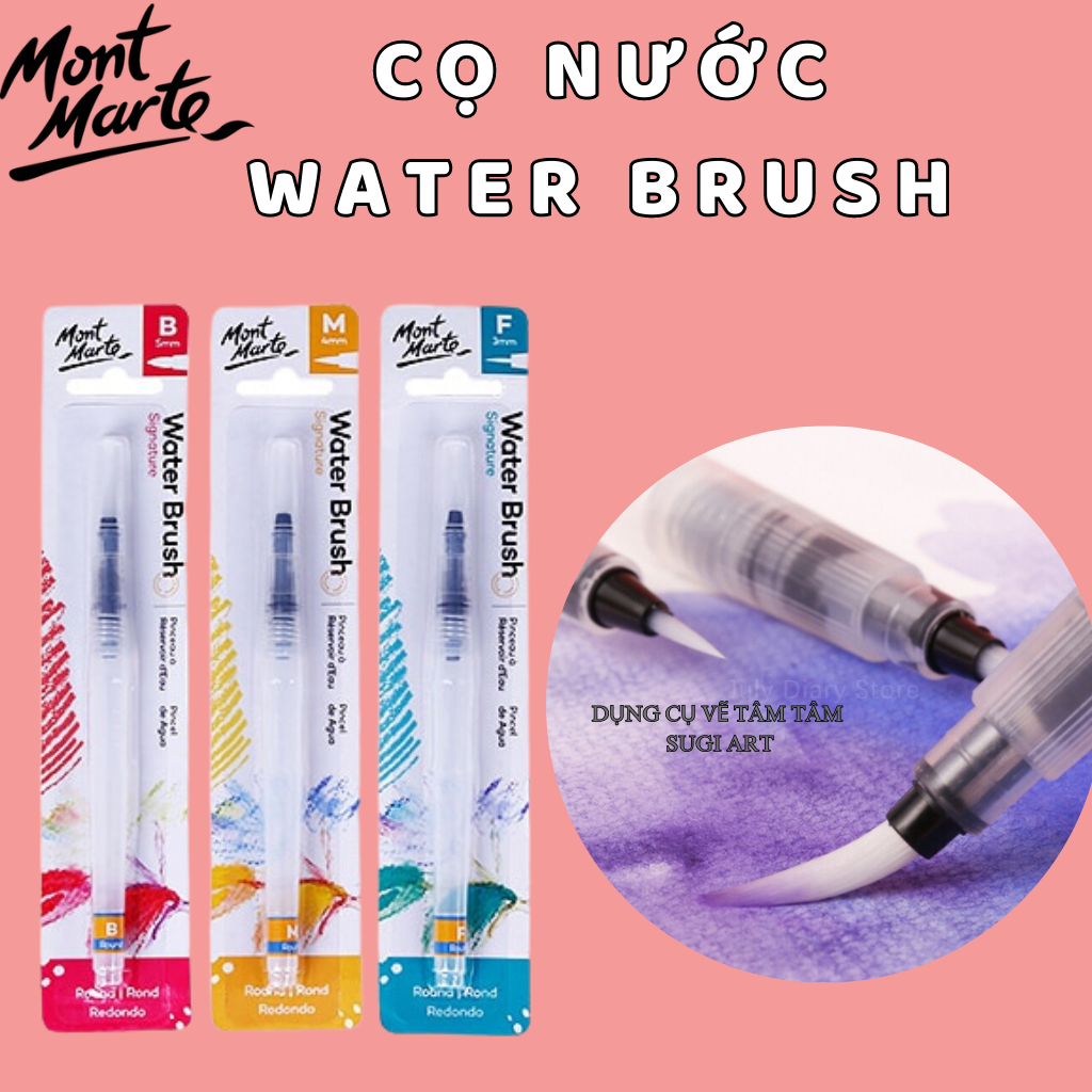 TÂM TÂM  Cọ nước water brush Mont Marte vẽ màu nước cây lẻ - MPB0095