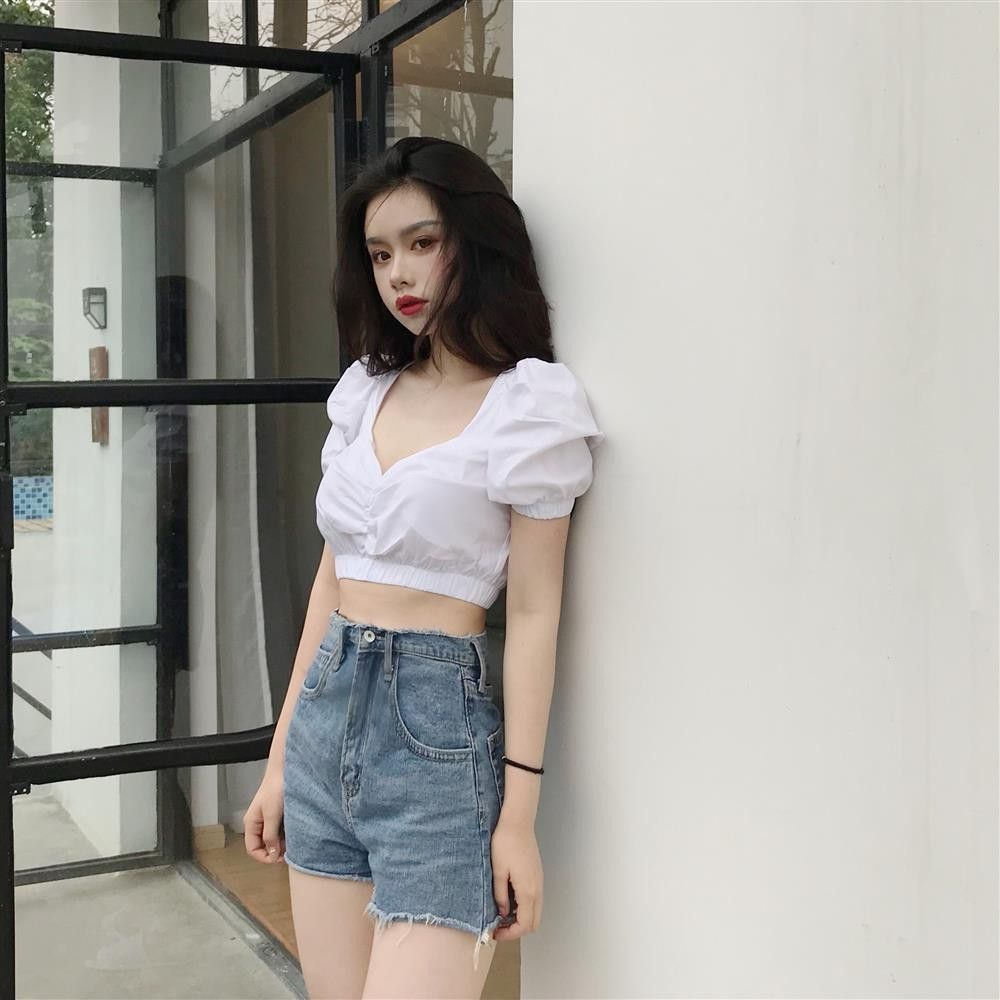 Áo kiểu nữ croptop bo eo