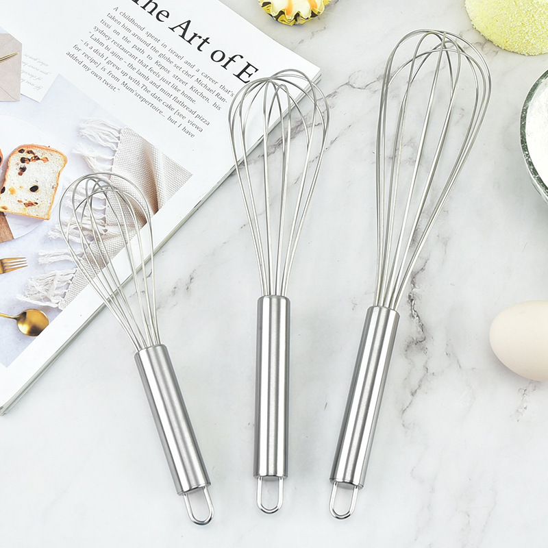 Cây đánh trứng cầm tay inox, phới lòng đánh trứng làm bánh bông lan nhiều size