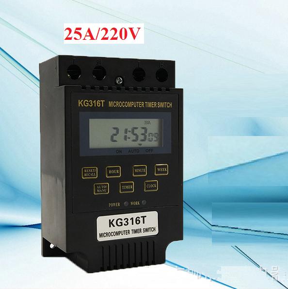 Timer hẹn giờ điện tử công tắc hẹn giờ kg316t 25a 220v-đen
